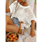 💥This Week's Special Price-49% OFF💥Womens Summer Scoop Neck Short Sleeve Sweater Casual Crochet Hollow Out Knit Top
