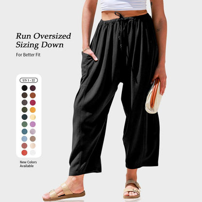 🔥Last Day Promotion 49% OFF❤️Women‘s Linen Blend Oversize Loose Wide Leg Pants with Pockets