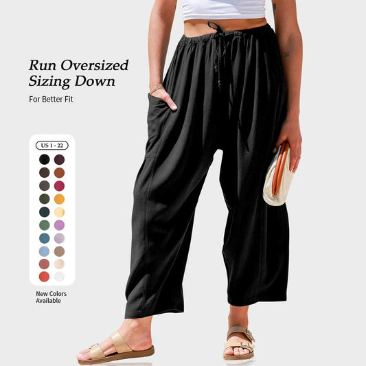 🔥Last Day Promotion 49% OFF❤️Women‘s Linen Blend Oversize Loose Wide Leg Pants with Pockets