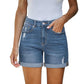 💖LAST DAY SALE 50% OFF🩳Women's Casual Ripped Denim Shorts High Rise Distressed Rolled Hem Jeans Shorts
