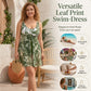👙 LIMITED-TIME 50% OFF! 🌸Women's Leaf Floral Print One Piece Swim Dress, Tummy Control Plus Size Swimming Costume