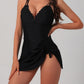 💃2026 Hot Sale 60% OFF🌟Womens Deep V Tummy Control Scalloped Modest Tie Knot One Piece Swimdress