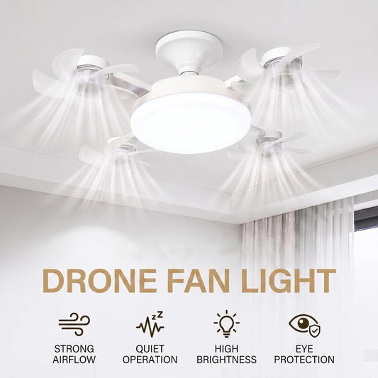 🌀LAST DAY SALE 50% OFF!! 🌬️💡Foldable LED Ceiling Fan Light with Remote Control, E27 Socket Compatible, Adjustable Lighting & Functions🏡✨