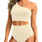 💥Last Day Special Sale 49% OFF🩱One Shoulder High Waisted Bikini Sets Two Piece Swimsuit Tummy Control