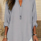 👍LAST DAY SALE 50% OFF🌹Women's Plain Notched Neck Drop Shoulder Blouse Shirts, Casual Long Sleeve Top