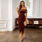 💃Christmas Sale 49% OFF🎉Women's Elegant Off The Shoulder Ruched Velvet Dress