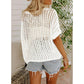 💥This Week's Special Price-49% OFF💥Womens Summer Scoop Neck Short Sleeve Sweater Casual Crochet Hollow Out Knit Top