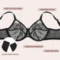 ⏳Brand Weekly Promotion 70% OFF!🖤Women's Mermaid Scales Lace Minimiser Bra Full Cup Wide Side Bands Adjustable Straps