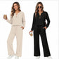 ⏰LAST DAY SALE 70% OFF👍✨Women's Two Piece Lounge Set Long Sleeve Top Wide Leg Pants