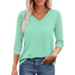 🏆🌷2026 Hot Sale-49% OFF🔥Women's 3/4 Length Sleeve V-Neck Lace Tunic Tops Business Casual Blouses