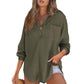 💖2026 Autumn’s Sale 70% OFF✨🍂Women’s Oversized Waffle Shirts Tops Button V Neck Long Sleeve Blouses