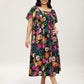⏰🌈Summer Hot Sale 70% OFF💃Floral Smocked Square Neck Midi Dress with Pockets