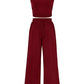 🔥2026 Hot Sale 70% OFF👚Women's Sleeveless Cropped Top Elastic Waist Wide Leg Pants 2 Piece Set