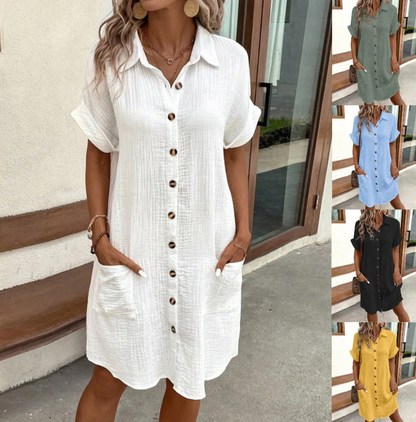 💃Summer Hot Sale 50% OFF! 💎✨Women’s Summer Midi Dress – Breezy, Flattering & Effortlessly Chic! Lightweight Button-Down with Pockets 🇬🇧☀️