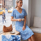 👗2026 Summer Hot Sale 50% OFF✨Women's Swing Floral Ruffle Short Sleeve A-line Shift Dress with Pockets🌸