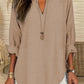 👍LAST DAY SALE 50% OFF🌹Women's Plain Notched Neck Drop Shoulder Blouse Shirts, Casual Long Sleeve Top