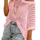 💥This Week's Special Price-49% OFF💥Womens Summer Scoop Neck Short Sleeve Sweater Casual Crochet Hollow Out Knit Top