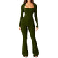 🔥Hot Sale-49% OFF🔥Women's Long Sleeve Square Neck Wide Leg Jumpsuit