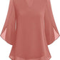 🌹LAST DAY SALE 50% OFF🌹Women's Plain Short Sleeve V-Neck Chiffon Blouse