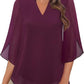 🌹LAST DAY SALE 50% OFF🌹Women's Plain Short Sleeve V-Neck Chiffon Blouse