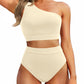 💥Last Day Special Sale 49% OFF🩱One Shoulder High Waisted Bikini Sets Two Piece Swimsuit Tummy Control