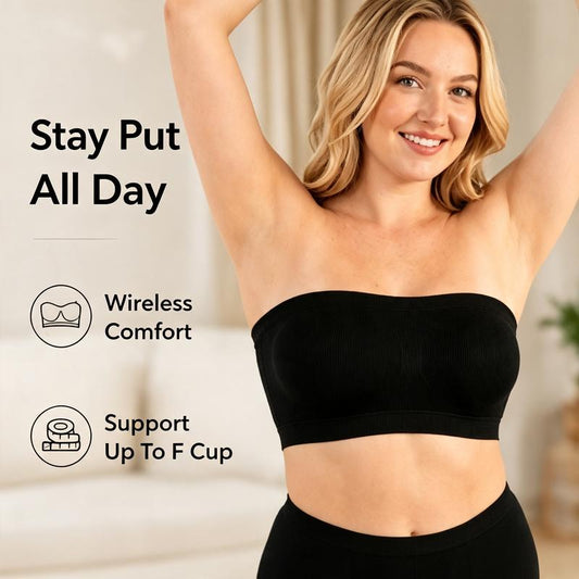 🤩LAST DAY SALE-49% OFF🔥Convertible Strapless Bandeau Bra with Wireless Comfort, Anti-Slip Grip & Removable Straps