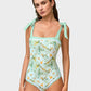 👗2025 Hot Sale New 50% Off👙 Reversible Tie-Strap Floral Print One-Piece Swimsuit