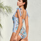 👗2025 Hot Sale New 50% Off👙 Reversible Tie-Strap Floral Print One-Piece Swimsuit