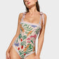 👗2025 Hot Sale New 50% Off👙 Reversible Tie-Strap Floral Print One-Piece Swimsuit