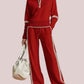 Women's Sporty Striped Quarter-Zip Lounge Set