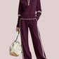 Women's Sporty Striped Quarter-Zip Lounge Set