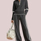 Women's Sporty Striped Quarter-Zip Lounge Set