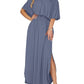 ⏰Summer Hot Sale 50% OFF💃Women's Off-Shoulder Ruffled Side-Slit Maxi Dress with Pockets