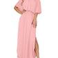 ⏰Summer Hot Sale 50% OFF💃Women's Off-Shoulder Ruffled Side-Slit Maxi Dress with Pockets