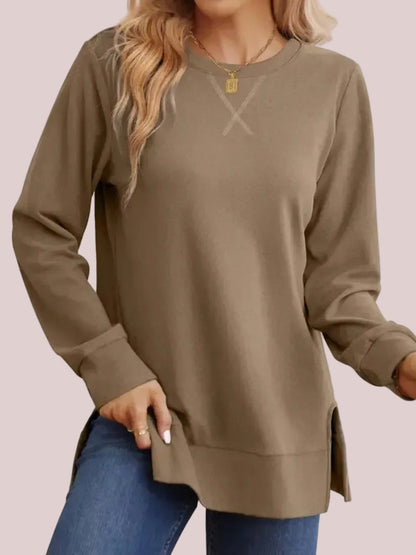 Women's Side Split Crewneck Tunic Sweatshirt