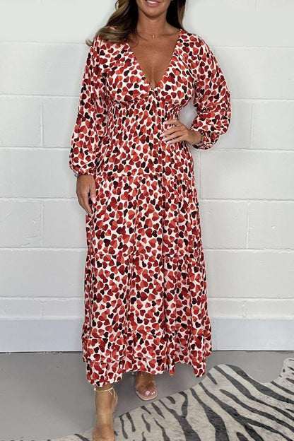 🎉Spring Specials Sale 50% OFF💃Women’s Heart Smocked Midi Dress