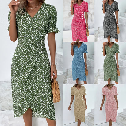 🌷2026 Summer Hot Sale 50% OFF🍃Women's floral v-neck printed dress