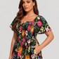 ⏰🌈Summer Hot Sale 70% OFF💃Floral Smocked Square Neck Midi Dress with Pockets