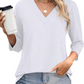 🍂Autumn Sales 49% OFF💐Women's 3/4 Sleeve V Neck Solid Color Top