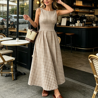 ⏳LAST DAY SALE 50% OFF!!🔥2026 NEW Plaid Tie-Waist Maxi Dress – Comfy & Flowy 🌿Your Go-To Elegant Summer Dress ✨