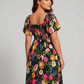 ⏰🌈Summer Hot Sale 70% OFF💃Floral Smocked Square Neck Midi Dress with Pockets