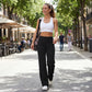 💗LAST DAY SPECIAL SALE 50% OFF👖Women's Plain Loose Wide Leg High Waist Sporty Straight Leg Pants with Pockets✨-Comfortable Daily Wear