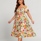 ⏰🌈Summer Hot Sale 70% OFF💃Floral Smocked Square Neck Midi Dress with Pockets