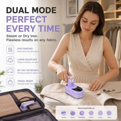 👔2026 HOT SALE🥳50K+ SOLD!✨Mini Foldable Steam Iron – Dual Function, 50ml Tank, Rotatable Handle ✈️