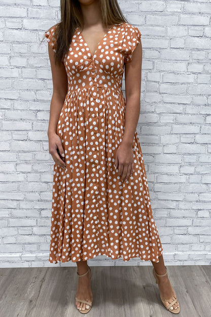 💥Last Day Special Sale 49% OFF💃Women's V Neck Casual Button Down Flowy A-Line Dress with Ruffle Sleeves