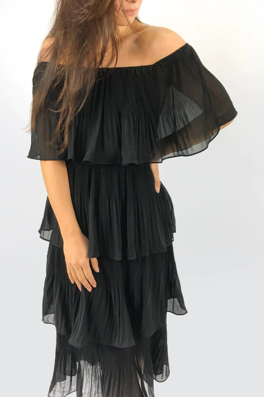 💥Last Day Special Sale 49% OFF💃Women's Off Shoulder Ruffle Tiered Midi Dress