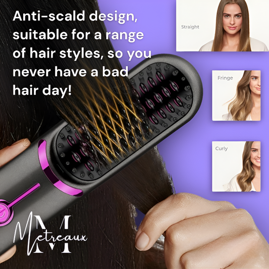🏆2026 Hot Sale 50% OFF💁‍♀️Wireless Ceramic Heating Hair Straightening Hairbrush