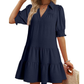 🔥2026 Summer Hot Sale 49% OFF🌈Women’s Lapel Collared V Neck Mid Sleeved Pleated Dress