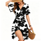 👗2026 Summer Hot Sale 49% OFF🌈Women's Ruffle Sleeve Sexy Sundress Floral V Neck Short Wrap Dress with Pockets