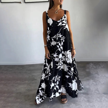 🔥HOT SALE 49% OFF🔥Women's Floral Spaghetti Strap Sleeveless Backless Flowing Dress